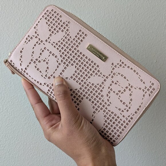 Kate Spade Sparkly Rose Pink Wallet w/Strap - Picture 1 of 5